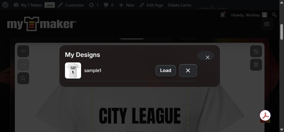 My Designs, saved designs in the designer