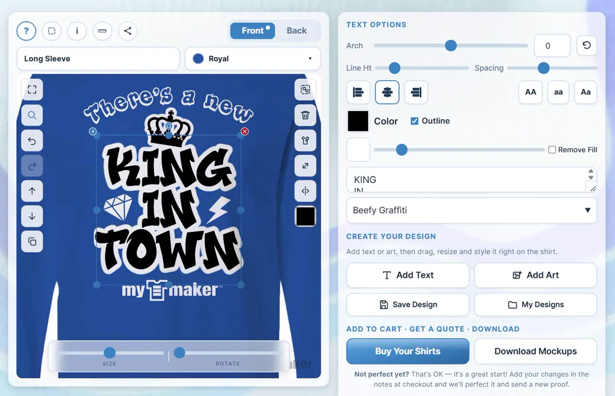 The My T Maker t-shirt designer in its Ice look